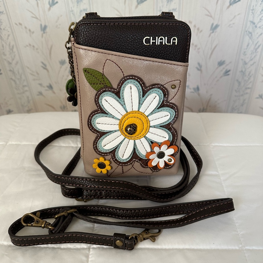 Chala Brown and Cream Floral Crossbody
